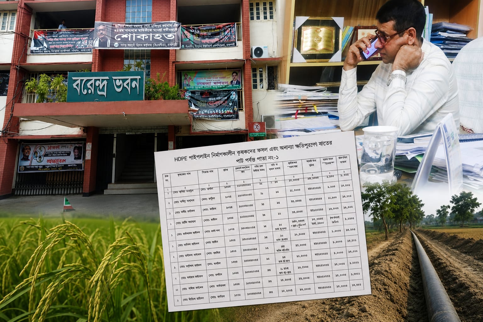 বিএমডিএ’র পাইপলাইন প্রকল্পে ক্ষতিগ্রস্ত কৃষকরা চার মাসেও পাননি ক্ষতিপূরণ