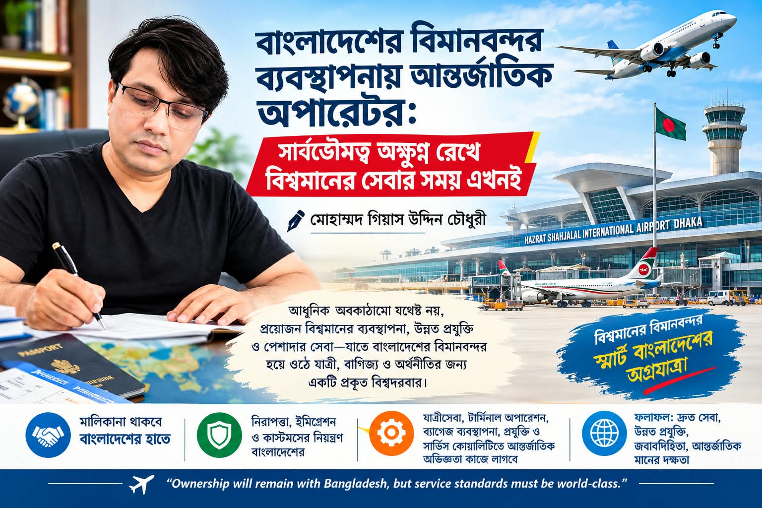 বাংলাদেশের বিমানবন্দর ব্যবস্থাপনায় আন্তর্জাতিক অপারেটর: সার্বভৌমত্ব অক্ষুণ্ন রেখে বিশ্বমানের সেবার সময় এখনই