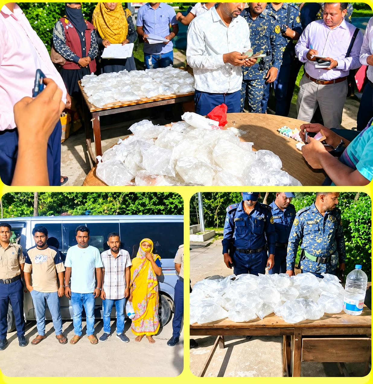 নরসিংদীতে ৭২ লিটার চোলাই মদসহ গ্রেপ্তার ৪, কারাদণ্ড ও অর্থদণ্ড দুর্গাপূজা চলাকালে মাদকবিরোধী যৌথ অভিযান, চারজনকে কারাগারে প্রেরণ